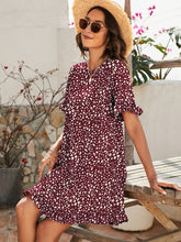 Load image into Gallery viewer, Printed Flounce Sleeve Ruffle Hem Dress
