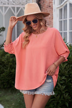 Load image into Gallery viewer, Round Neck Dolman Sleeve Textured Blouse
