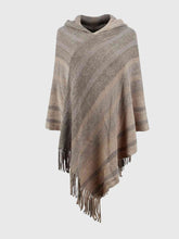 Load image into Gallery viewer, Striped Fringe Hem Hooded Poncho
