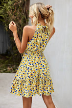 Load image into Gallery viewer, Floral Belted Frill Trim Mini Dress
