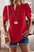 Load image into Gallery viewer, Spliced Lace Short Puff Sleeve Top
