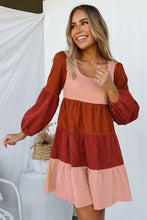 Load image into Gallery viewer, Color Block Square Neck Tiered Dress
