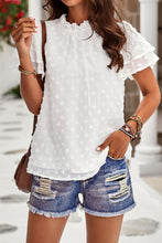 Load image into Gallery viewer, Swiss Dot Ruffle Collar Flutter Sleeve Blouse
