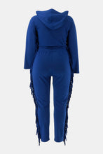 Load image into Gallery viewer, Plus Size Fringe Detail Hoodie and Sweatpants Set
