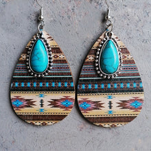 Load image into Gallery viewer, Artificial Turquoise Geometric Teardrop Earrings
