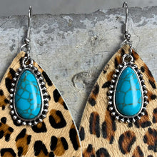 Load image into Gallery viewer, Artificial Turquoise Teardrop Earrings
