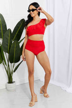 Load image into Gallery viewer, Marina West Swim Seaside Romance Ruffle One-Shoulder Bikini in Red
