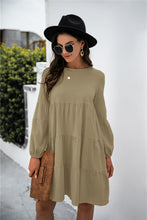 Load image into Gallery viewer, Balloon Sleeve Keyhole Tiered Dress
