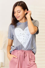 Load image into Gallery viewer, Simply Love Heart Graphic Cuffed Short Sleeve T-Shirt
