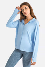 Load image into Gallery viewer, Zip Up Dropped Shoulder Hooded Sports Jacket
