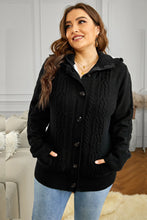 Load image into Gallery viewer, Cable-Knit Fleece Lining Button-Up Hooded Cardigan
