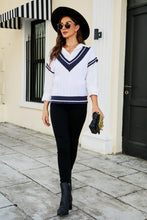 Load image into Gallery viewer, Contrast V-Neck Cap Sleeve Sweater Vest
