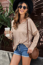 Load image into Gallery viewer, Two-Tone Waffle-Knit Drawstring Detail Hoodie
