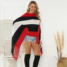 Load image into Gallery viewer, Striped Fringe Trim Poncho
