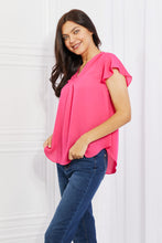 Load image into Gallery viewer, Sew In Love Just For You Full Size Short Ruffled Sleeve Length Top in Hot Pink
