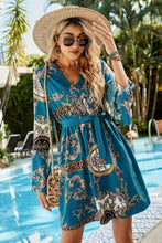 Load image into Gallery viewer, Bohemian Tie-Waist Flare Sleeve Surplice Dress
