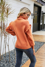 Load image into Gallery viewer, Ruffled Dropped Shoulder Turtleneck Sweater
