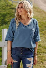 Load image into Gallery viewer, Textured V-Neck Half Sleeve Blouse
