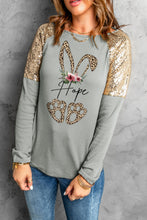 Load image into Gallery viewer, Leopard Sequin Round Neck Long Sleeve Top
