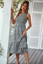 Load image into Gallery viewer, Ditsy Floral Smocked One-Shoulder Dress
