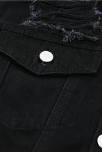 Load image into Gallery viewer, Distressed Button-Up Denim Jacket with Pockets
