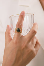 Load image into Gallery viewer, 18k Gold Plated Malachite Leaf Ring
