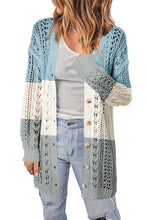 Load image into Gallery viewer, Openwork Ribbed Cuff Longline Cardigan
