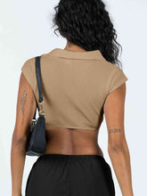 Load image into Gallery viewer, Johnny Collar Cropped Top
