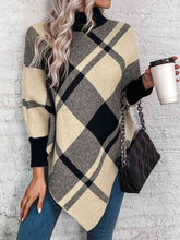Load image into Gallery viewer, Plaid Turtleneck Poncho
