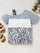 Load image into Gallery viewer, Girls Color Block Printed Cold-Shoulder Tee and Joggers Set
