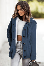 Load image into Gallery viewer, Cable-Knit Fleece Lining Button-Up Hooded Cardigan
