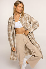 Load image into Gallery viewer, Plaid Button-Up Longline Shacket with Breast Pockets
