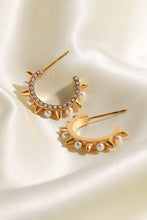 Load image into Gallery viewer, Inlaid Rhinestone Faux Pearl Earrings

