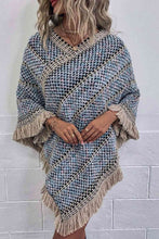 Load image into Gallery viewer, V-Neck Fringe Hem Poncho
