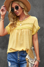 Load image into Gallery viewer, Swiss Dot Decorative Button Short Sleeve Blouse
