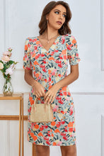 Load image into Gallery viewer, Floral Puff Sleeve V-Neck Seam Detail Dress
