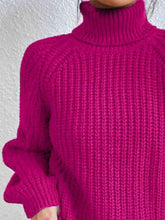 Load image into Gallery viewer, Full Size Turtleneck Rib-Knit Slit Sweater
