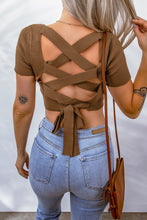 Load image into Gallery viewer, Lace-Up Square Neck Crop Top
