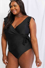 Load image into Gallery viewer, Marina West Swim Full Size Float On Ruffle Faux Wrap One-Piece in Black
