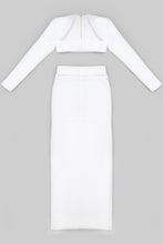 Load image into Gallery viewer, Long Sleeve Zip-Back Cropped Top and Cutout Maxi Skirt Set
