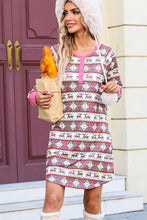Load image into Gallery viewer, Christmas Pattern Half Button Dress
