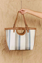 Load image into Gallery viewer, Fame Striped In The Sun Faux Leather Trim Tote Bag

