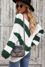 Load image into Gallery viewer, Woven Right Chevron Cable-Knit V-Neck Tunic Sweater
