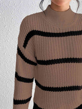 Load image into Gallery viewer, Striped Mock Neck Sweater
