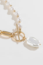 Load image into Gallery viewer, Half Pearl Half Chain Toggle Clasp Necklace
