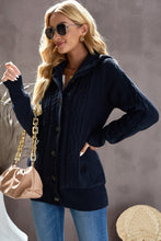 Load image into Gallery viewer, Cable-Knit Fleece Lining Button-Up Hooded Cardigan

