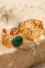 Load image into Gallery viewer, 18k Gold Plated Malachite Leaf Ring
