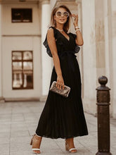 Load image into Gallery viewer, Tied Surplice Cap Sleeve Pleated Dress

