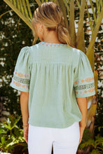 Load image into Gallery viewer, Bohemian Tassel Half Puff Sleeve Top
