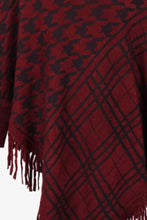 Load image into Gallery viewer, Houndstooth Turtleneck Fringe Hem Poncho
